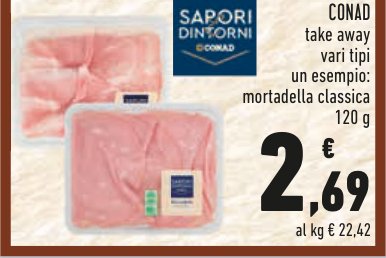 Affettati vari tipi, esempio mortadella classica 120 g