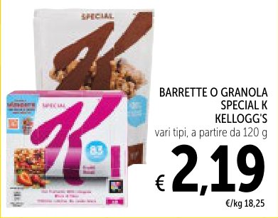 Barrette o granola Special K, vari tipi, a partire da 120 g