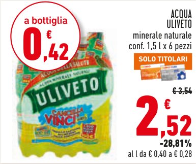 Acqua Uliveto minerale naturale, conf. 1,5 l x 6 pezzi