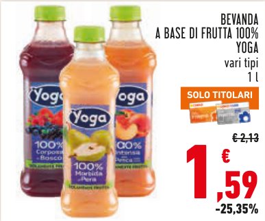 Bevanda a base di frutta 100% Yoga, vari tipi, 1 l