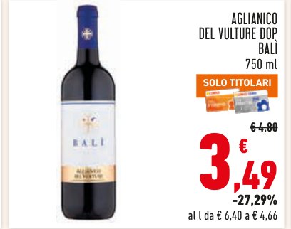 Aglianico del Vulture DOP Bali 750 ml