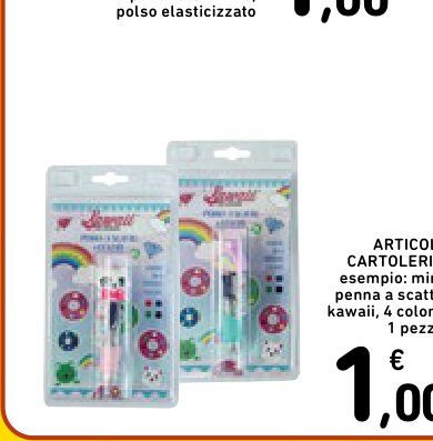 Articoli cartoleria, esempio mini penna a scatto kawaii, 4 colori, 1 pezzo