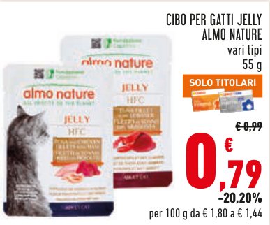Cibo per gatti Jelly Almo Nature, vari tipi, 55 g