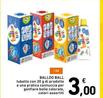 Balloo Ball, tubetto con 30 g di prodotto e pratica cannuccia per gonfiare bolle colorate