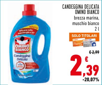 Candeggina delicata Omino Bianco, brezza marina, muschio bianco, 2 l