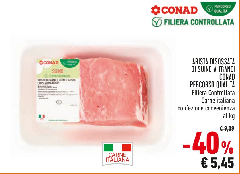 Arista disossata di suino a tranci