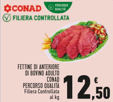 Fettine di anteriore di bovino adulto Conad Percorso Qualità Filiera Controllata