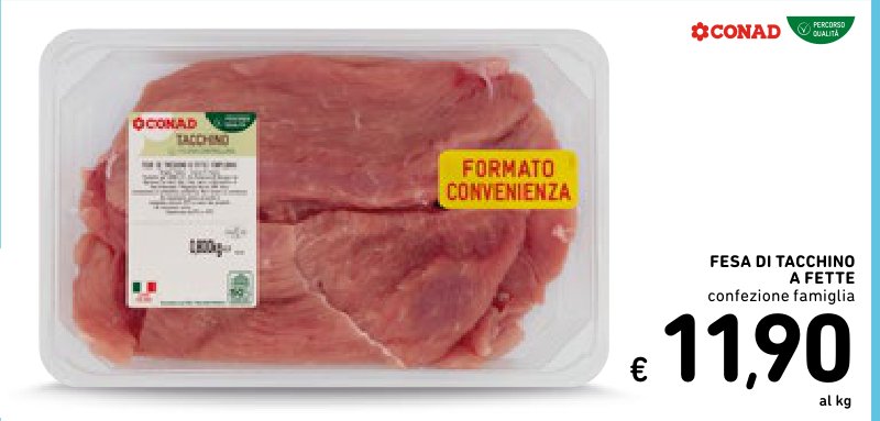 Fesa di tacchino a fette confezione famiglia