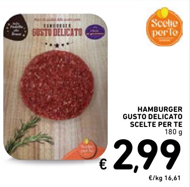 Hamburger gusto delicato Scelte per te 180 g