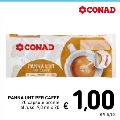 Panna UHT per caffè, 20 capsule pronte all'uso, 9,8 ml x 20