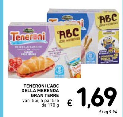 Teneroni l'ABC della merenda Gran Terre, vari tipi, a partire da 170 g
