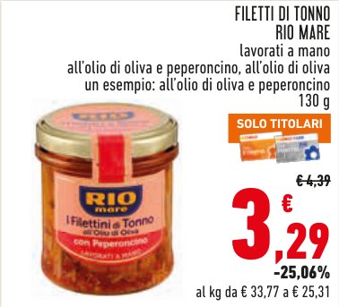 Filetti di tonno all'olio di oliva e peperoncino