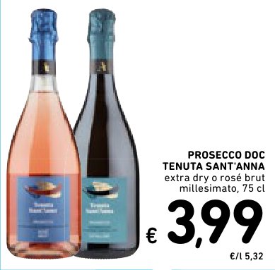 Prosecco DOC extra dry o rosé brut millesimato, 75 cl