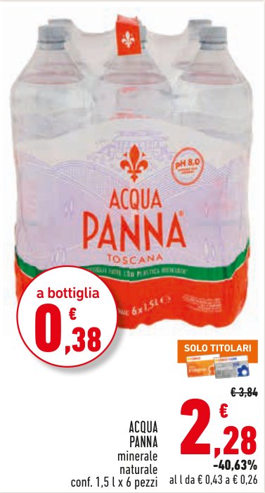 Acqua Panna minerale naturale conf. 1,5 l x 6 pezzi