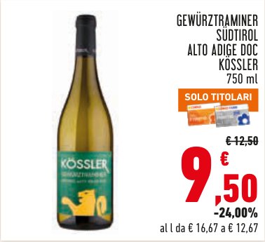 Gewürztraminer Südtirol Alto Adige DOC Kossler 750 ml