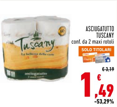 Asciugatutto Tuscany, confezione da 2 maxi rotoli