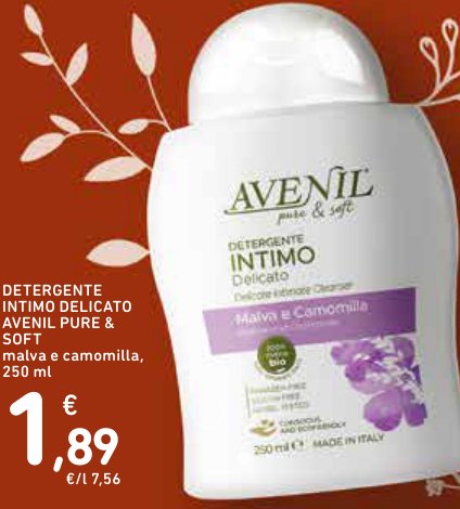 Detergente intimo delicato Avenil Pure & Soft Malva e Camomilla, 250 ml