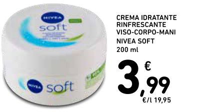 Crema idratante rinfrescante viso-corpo-mani Nivea Soft, 200 ml