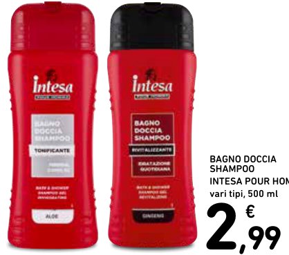 Bagno doccia shampoo Intesa Pour Homme vari tipi, 500 ml