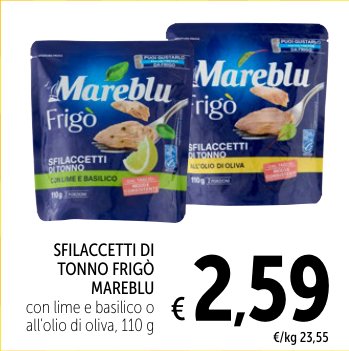 Sfilaccetti di tonno Frigò con lime e basilico all'olio di oliva