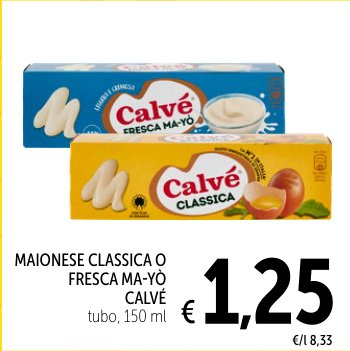 Maionese classica o Fresca Ma-Yò, tubo 150 ml