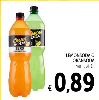 Lemonsoda o Oransoda, vari tipi, 1 l