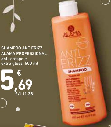 Shampoo anti frizz Alama Professional anti-crespo e extra gloss, 500 ml