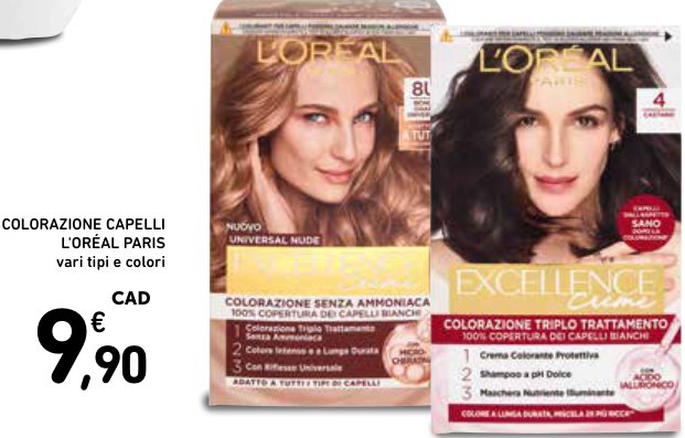 Colorazione capelli L'Oréal Paris, vari tipi e colori