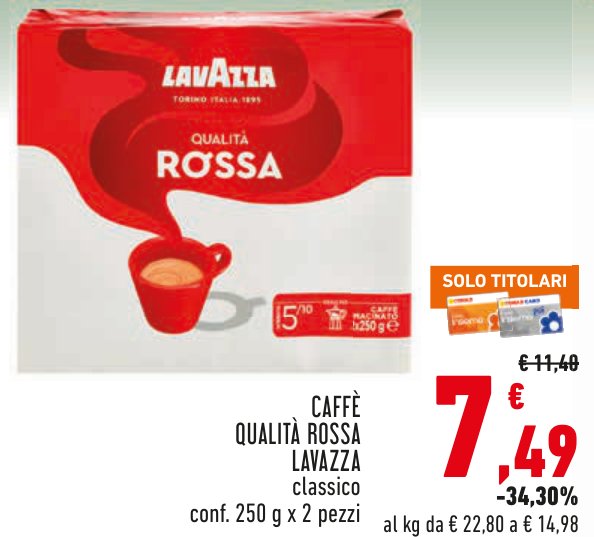 Caffè Qualità Rossa Lavazza classico, conf. 250 g x 2 pezzi