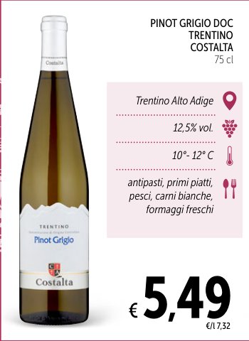 Pinot Grigio DOC Trentino Costalta 75 cl