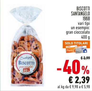 Biscotti Santangelo 1968 vari tipi, gran cioccolato 400 g