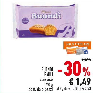 Buondì Bauli classico 198 g, confezione da 6 pezzi