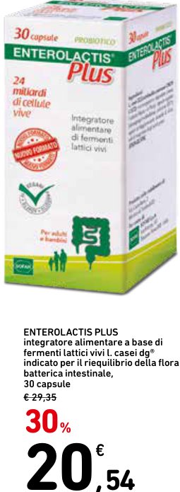 Enterolactis Plus integratore alimentare a base di fermenti lattici vivi, 30 capsule
