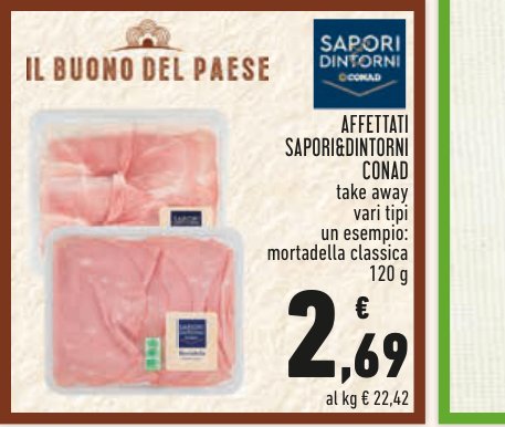 Affettati Sapori&Dintorni Conad, mortadella classica, 120 g
