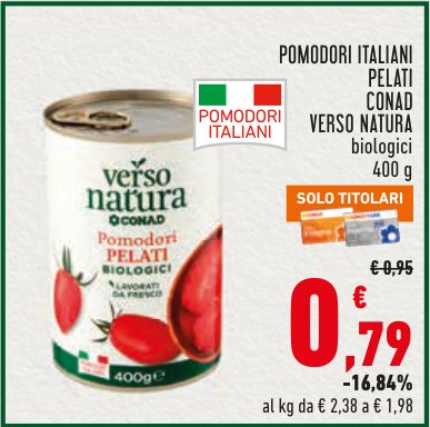 Pomodori pelati biologici Verso Natura Conad 400 g