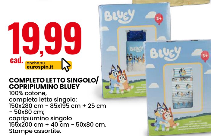 Completo letto singolo / copripiumino Bluey