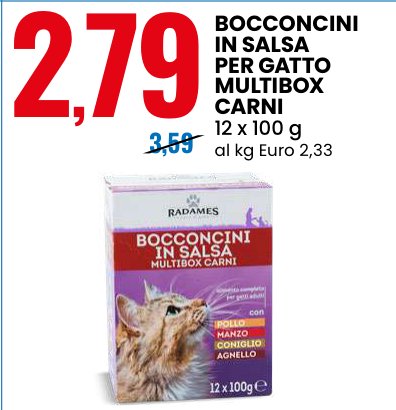 Bocconcini in salsa per gatto Multibox carni, 12 x 100 g
