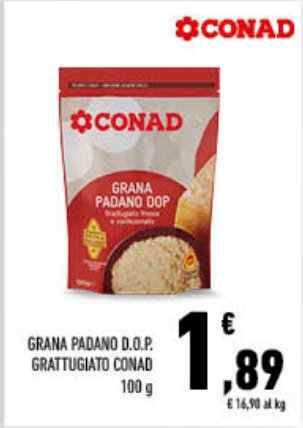 Grana Padano D.O.P. grattugiato Conad 100 g