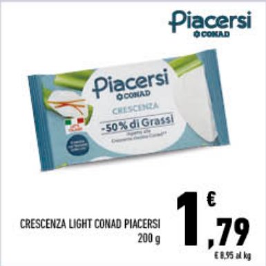 Crescenza light Conad Piacersi 200 g