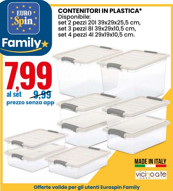 Contenitori in plastica, set assortiti