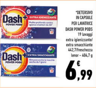 Detersivo in capsule per lavatrice Dash Power Pods, 19 lavaggi, vari tipi