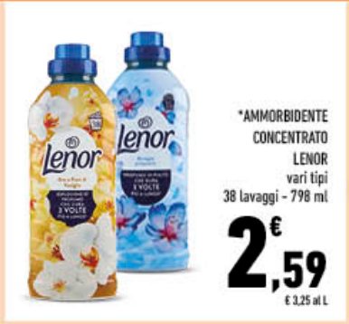 Ammorbidente concentrato Lenor, vari tipi, 38 lavaggi, 798 ml