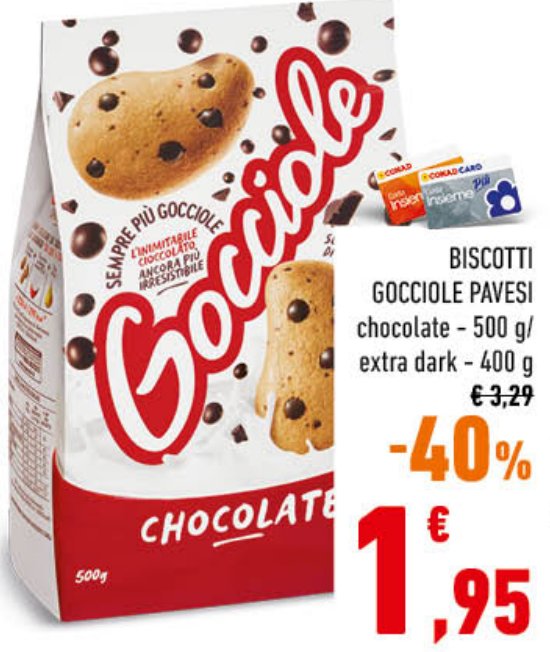 Biscotti Gocciole Pavesi chocolate - 500 g / extra dark - 400 g