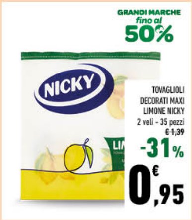 Tovaglioli Decorati Maxi Limone 2 Veli, 35 Pezzi