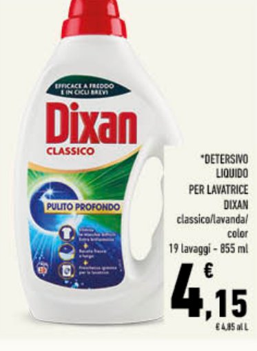Detersivo Liquido per Lavatrice Dixan Classico/Lavanda/Color 19 lavaggi - 855 ml