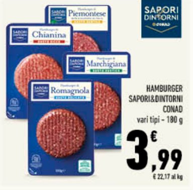 Hamburger Sapori&Dintorni Conad, vari tipi, 180 g