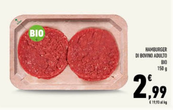 Hamburger di bovino adulto bio, 150 g