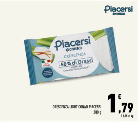 Crescenza light Conad Piacersi, 200 g