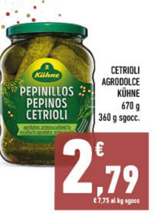 Cetrioli agrodolce - 670 g (360 g sgocciolati)