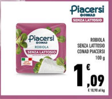 Robiola senza lattosio Conad Piacersi 100 g